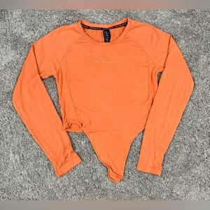 Alphalete Long sleeve “thong style” cut Shirt- Orange- Size S
